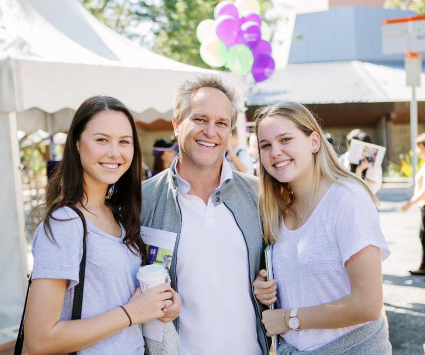 2 high school students with parent