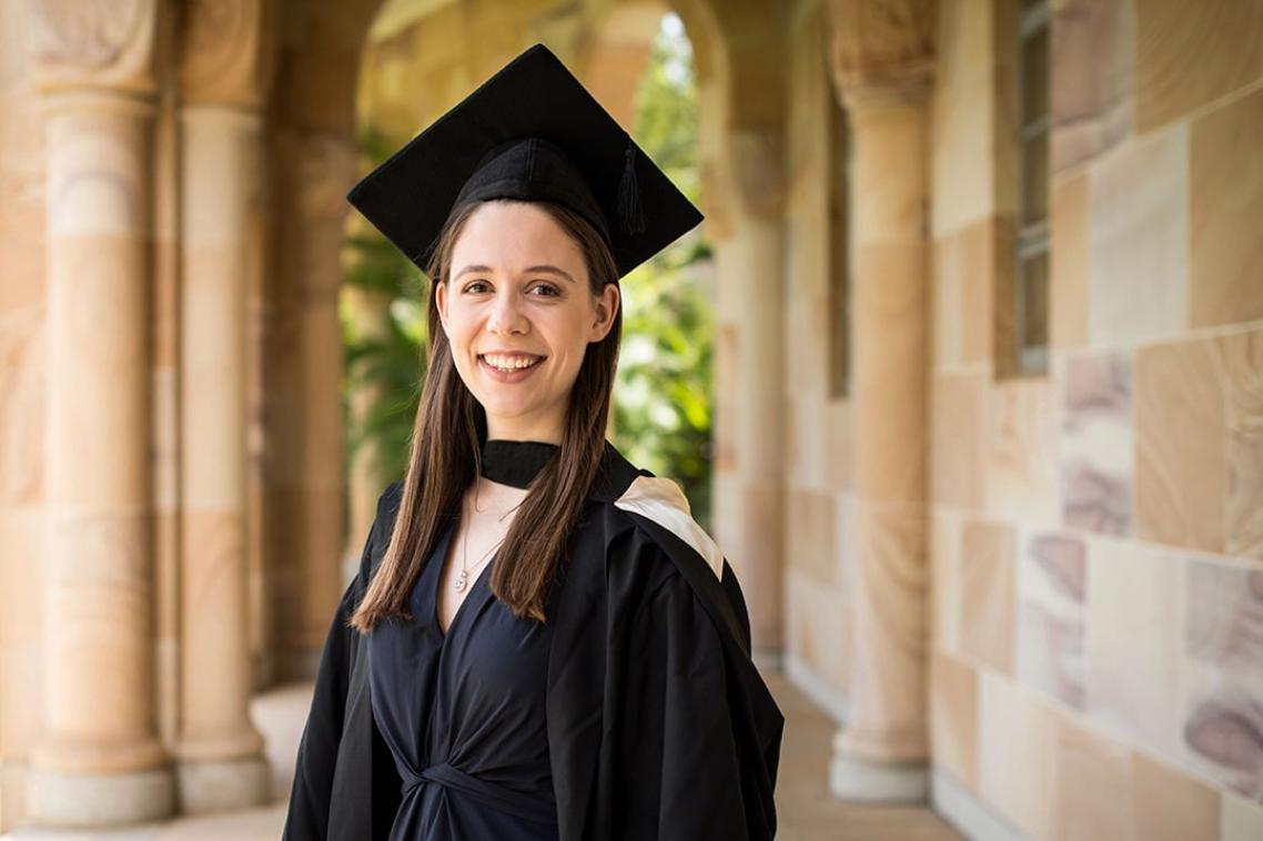 A student in graduation gown
